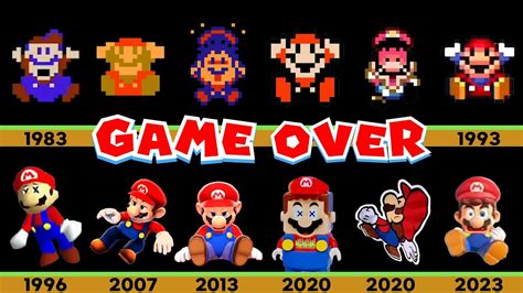 Evolution of Super Mario Death animations and Game Over  .